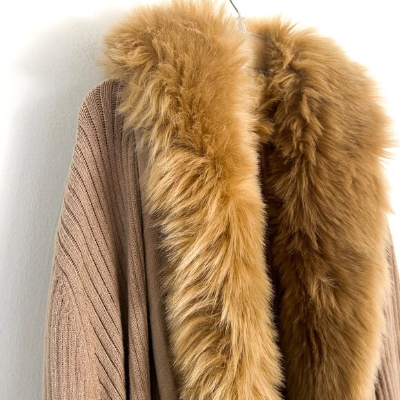 Revolve x Show Me Your Lombardi Long Faux Fur Cardigan in Taupe Tan Brown  L - Picture 5 of 9